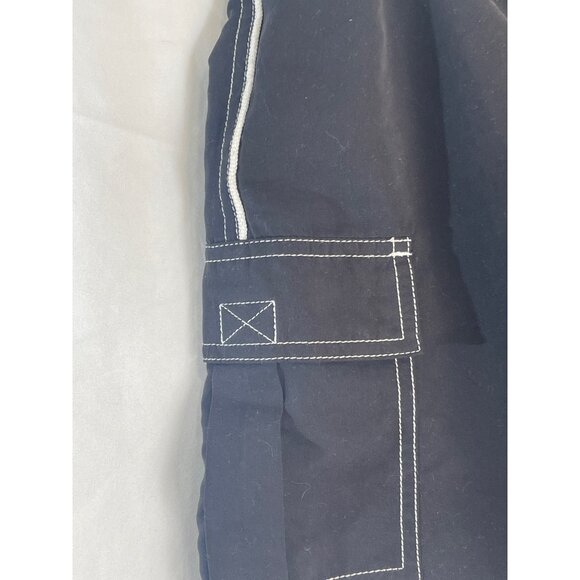 sideout  short swim tie hook & loop black white stripe pockets polyester 13 READ - Picture 4 of 6